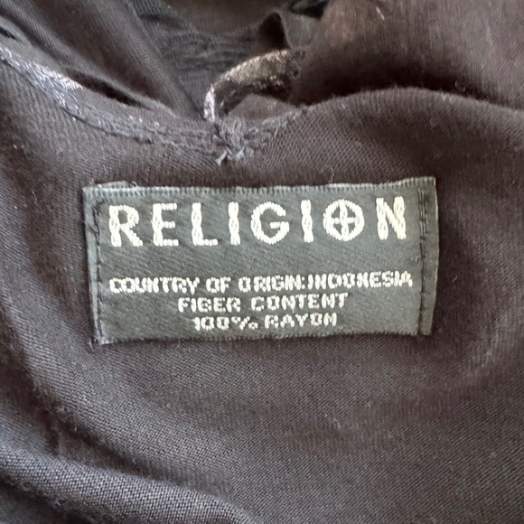 RELIGION London Draped Beaded Graphic Top – Size M - Picture 2 of 9